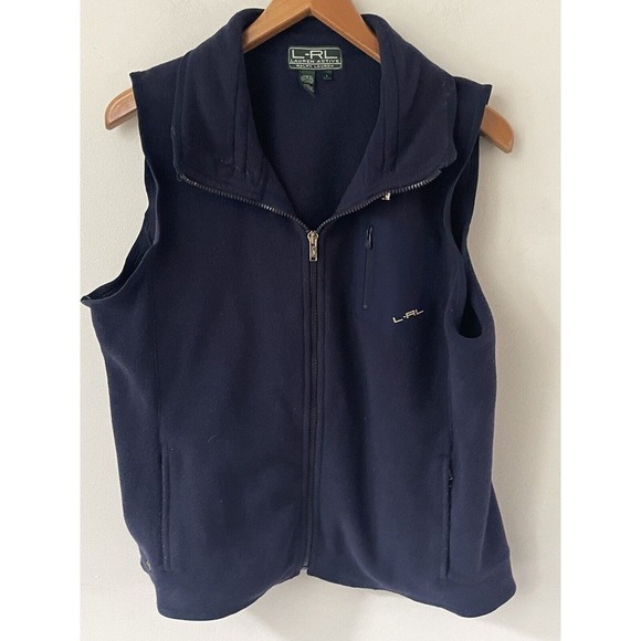 Lauren Ralph Lauren Womens Vest Size Large Navy Blue Zip Front Polyester - Picture 1 of 8